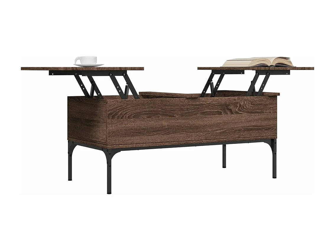 Table basse chêne marron 100x50x45 bois d'ingénierie et métal
