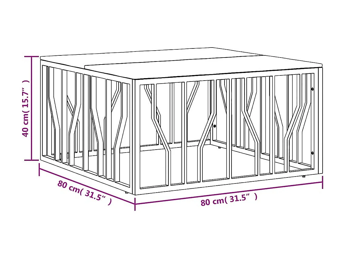 Table basse argenté acier inoxydable-bois massif récupération