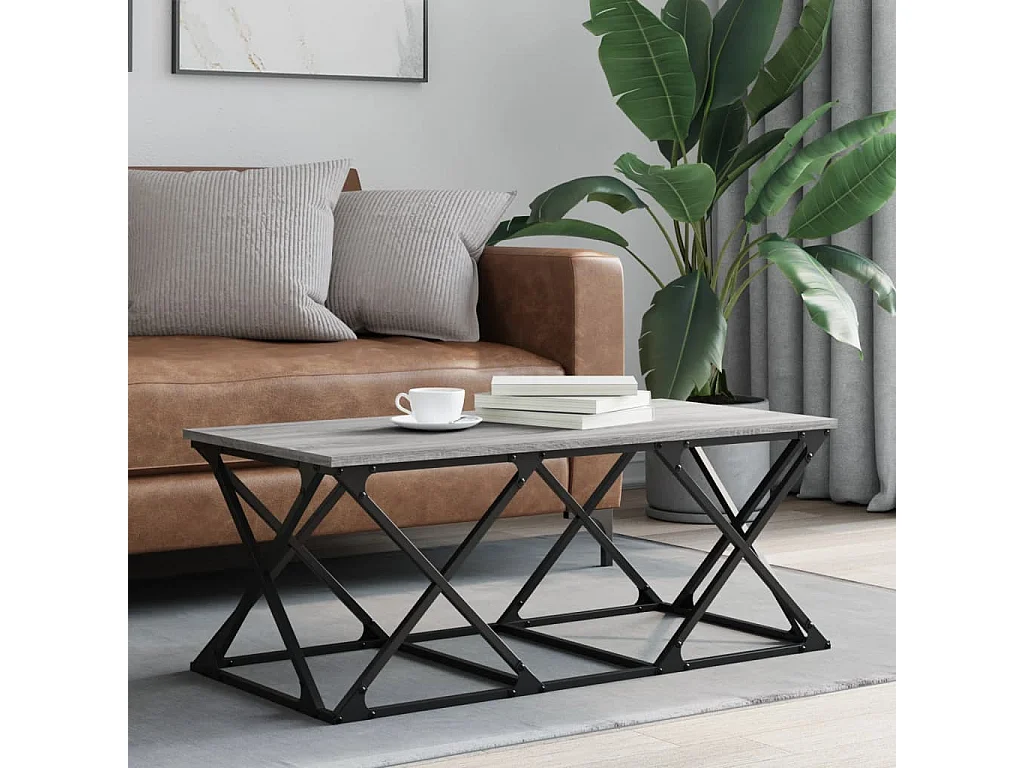 Table basse sonoma gris 100x49x40 bois d'ingénierie