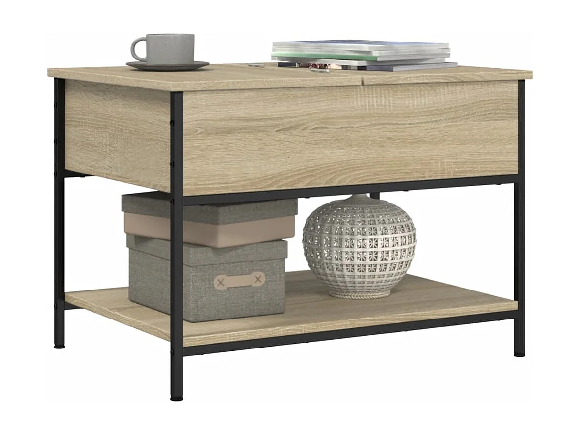 Table basse chêne sonoma 70x50x50 bois d'ingénierie et métal