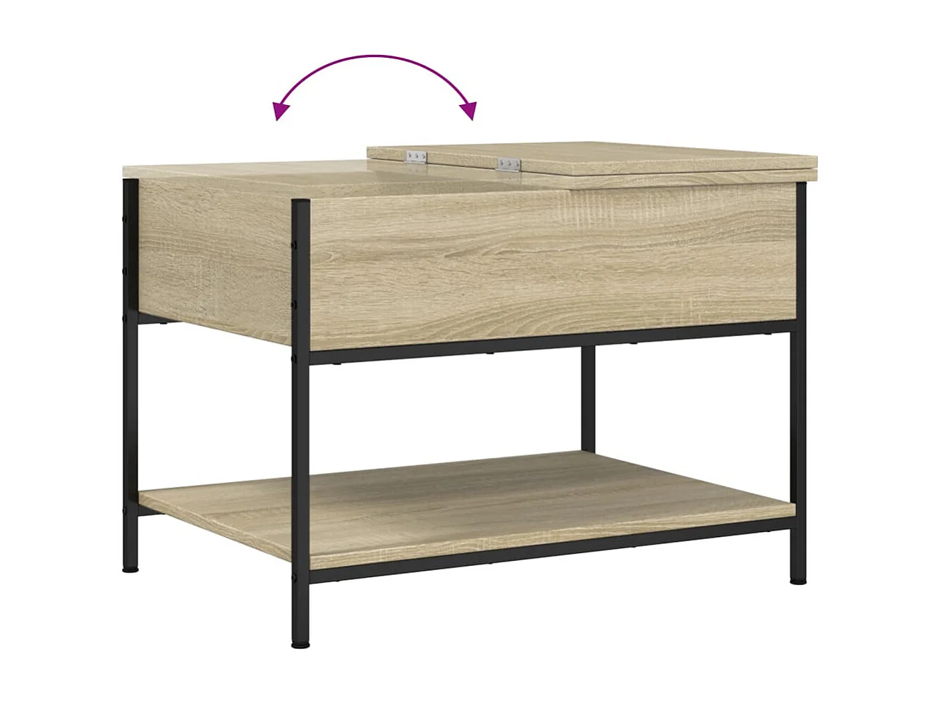 Table basse chêne sonoma 70x50x50 bois d'ingénierie et métal