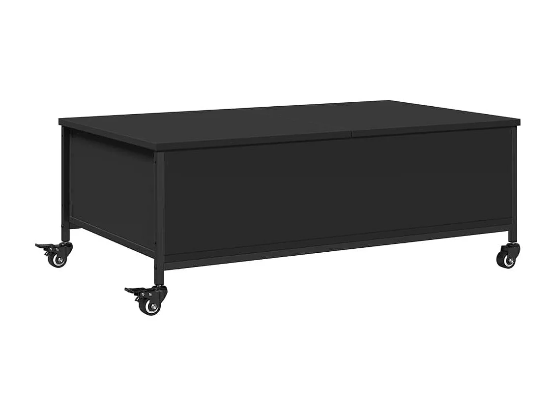 Table basse avec roulettes noir 91x55x34 bois d'ingénierie