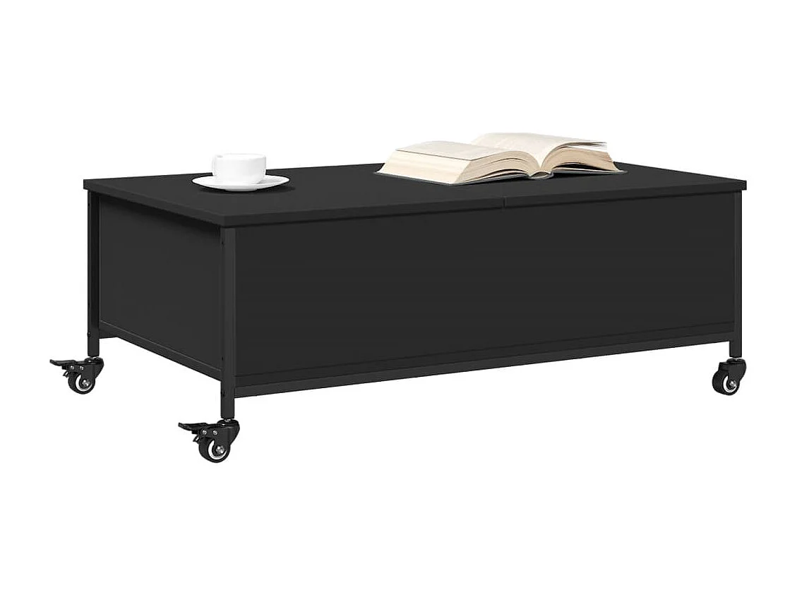 Table basse avec roulettes noir 91x55x34 bois d'ingénierie