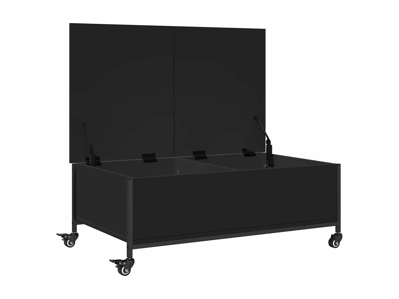 Table basse avec roulettes noir 91x55x34 bois d'ingénierie