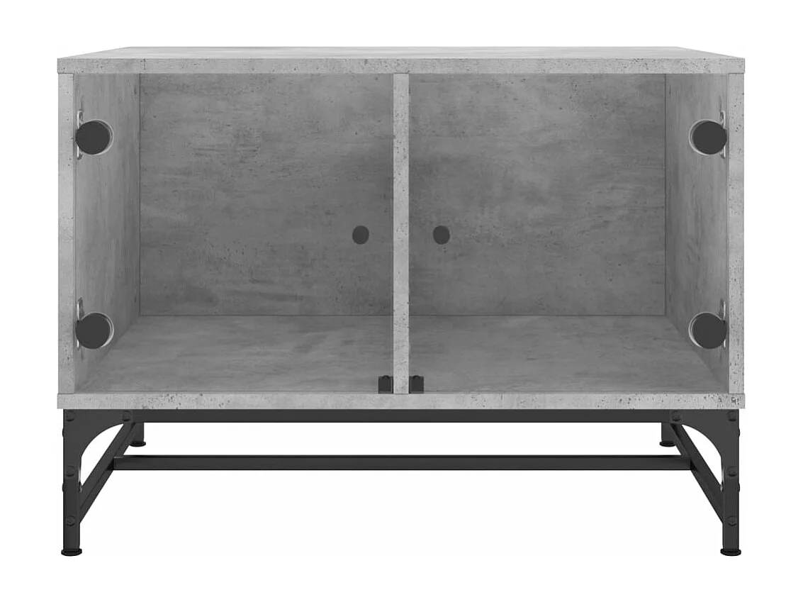 Table basse avec portes en verre gris béton 68,5x50x50