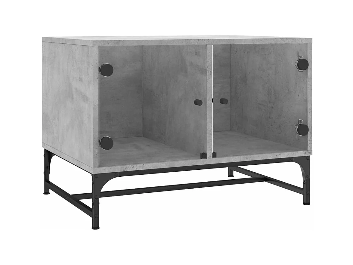 Table basse avec portes en verre gris béton 68,5x50x50