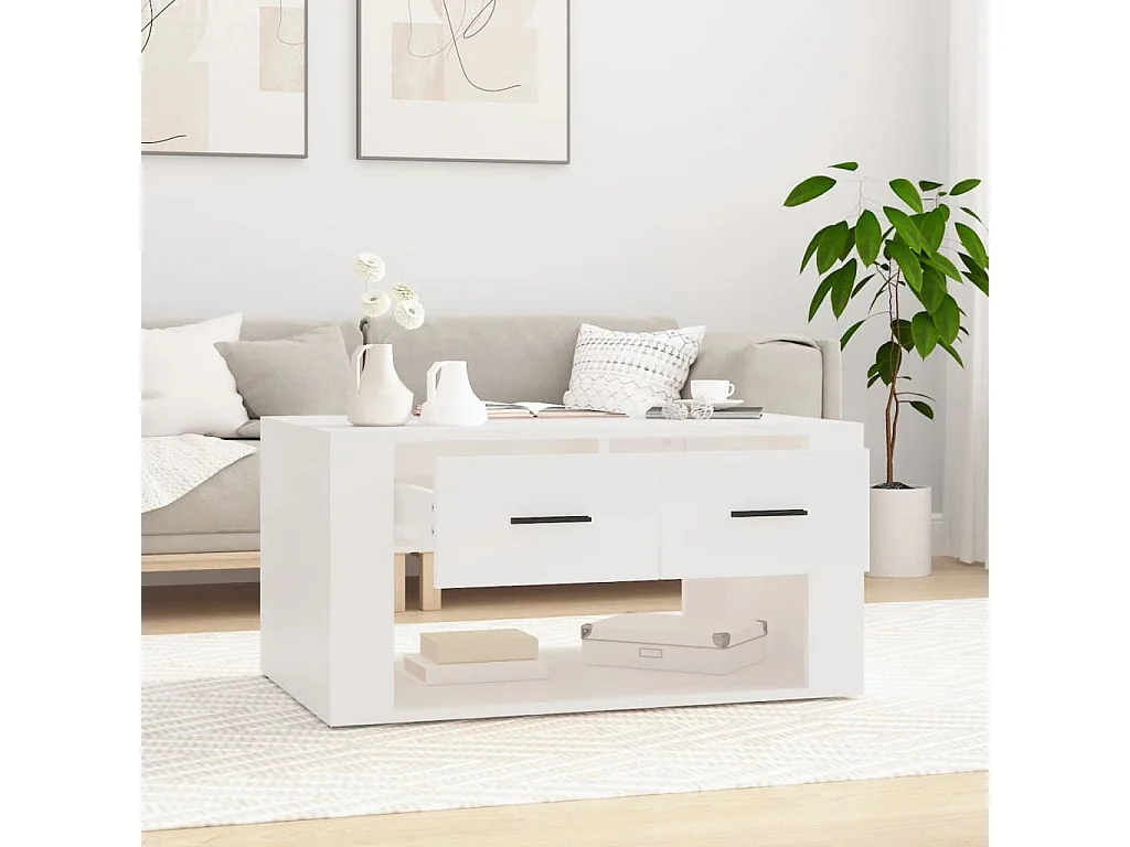 Table basse Blanc 80x50x40 Bois d'ingénierie