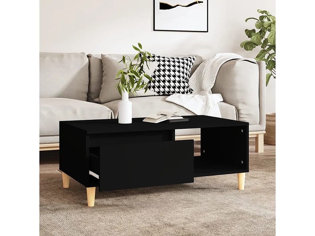 Table basse Noir 90x50x36,5 Bois d'ingénierie