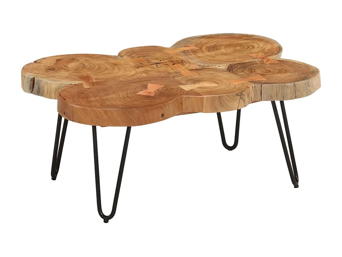 Table basse 36cm 6 troncs bois d'acacia massif
