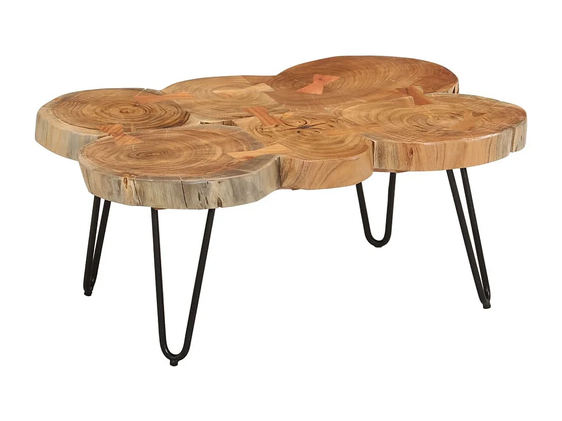 Table basse 36cm 6 troncs bois d'acacia massif