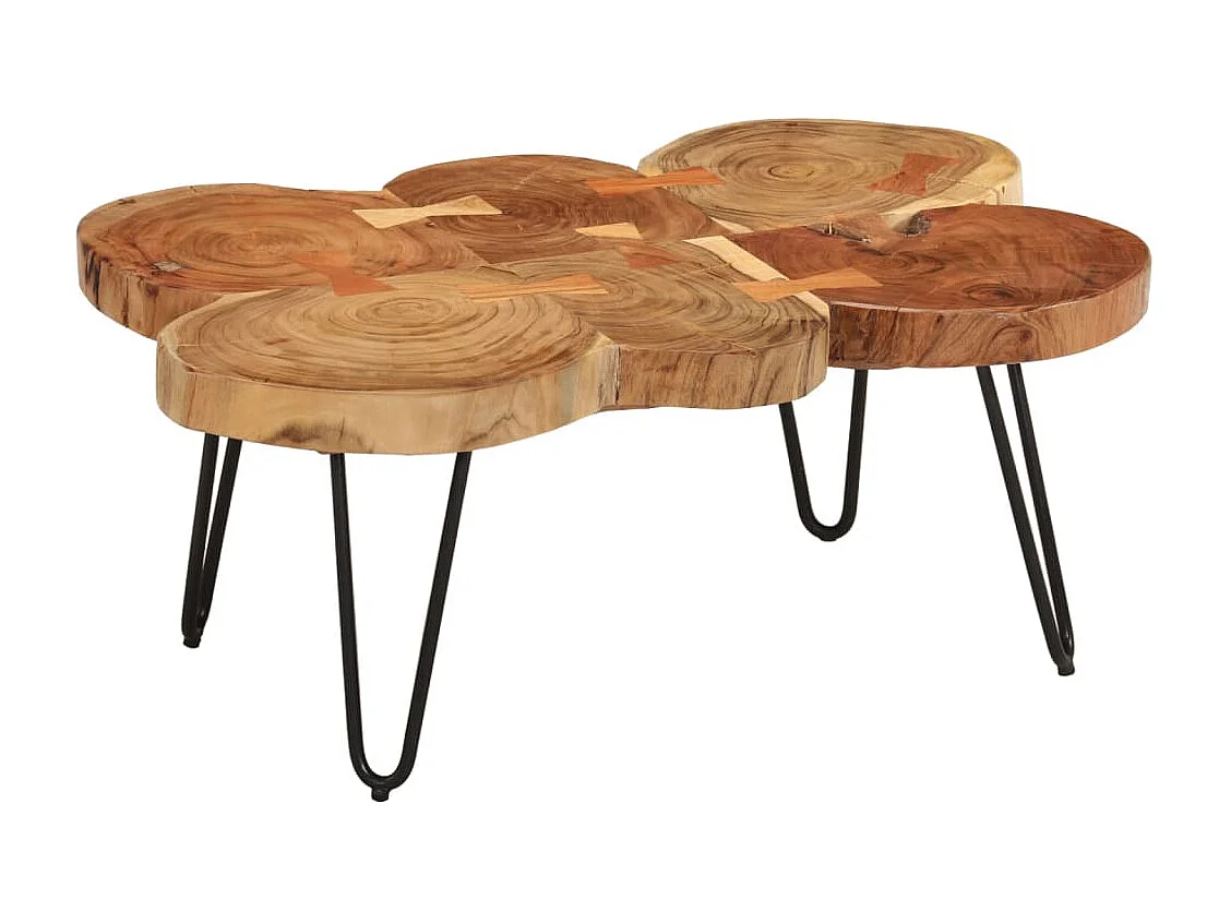 Table basse 36cm 6 troncs bois d'acacia massif