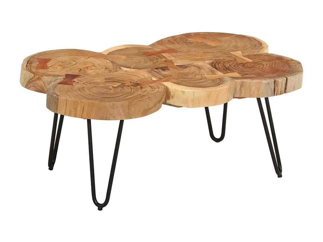 Table basse 36cm 6 troncs bois d'acacia massif