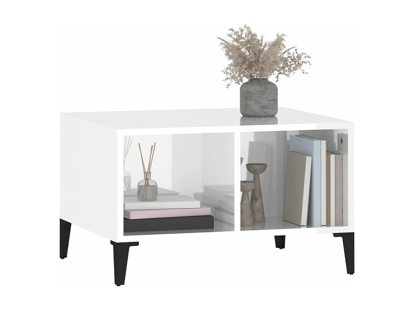 Table basse Blanc brillant 60x50x36,5 Bois d'ingénierie