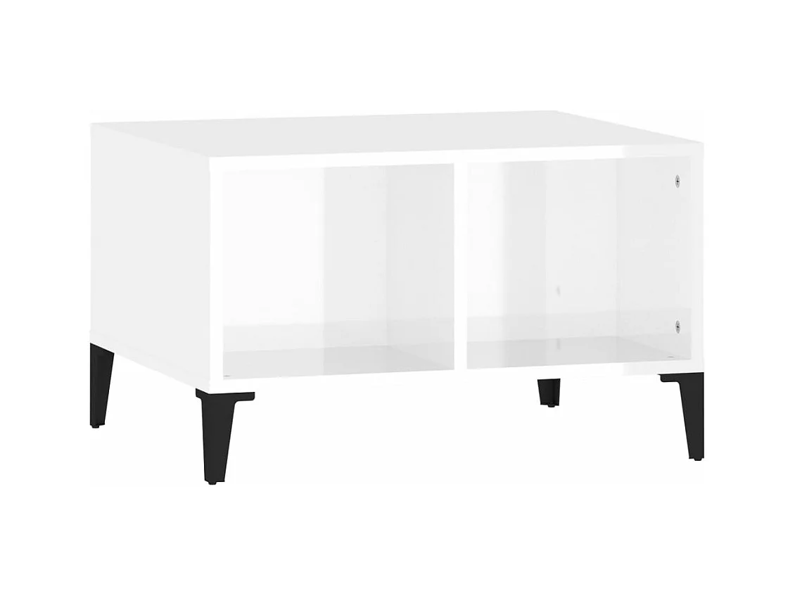 Table basse Blanc brillant 60x50x36,5 Bois d'ingénierie