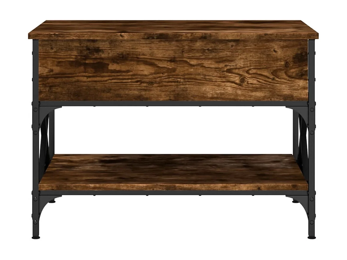 Table basse chêne fumé 70x50x50 bois d'ingénierie et métal