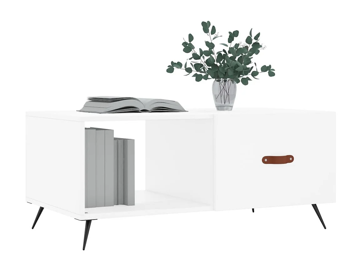 Table basse blanc 90x50x40 bois d'ingénierie