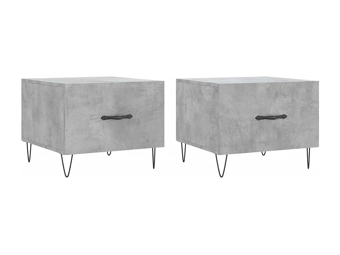 Tables basses 2 pcs gris béton 50x50x40 bois d'ingénierie