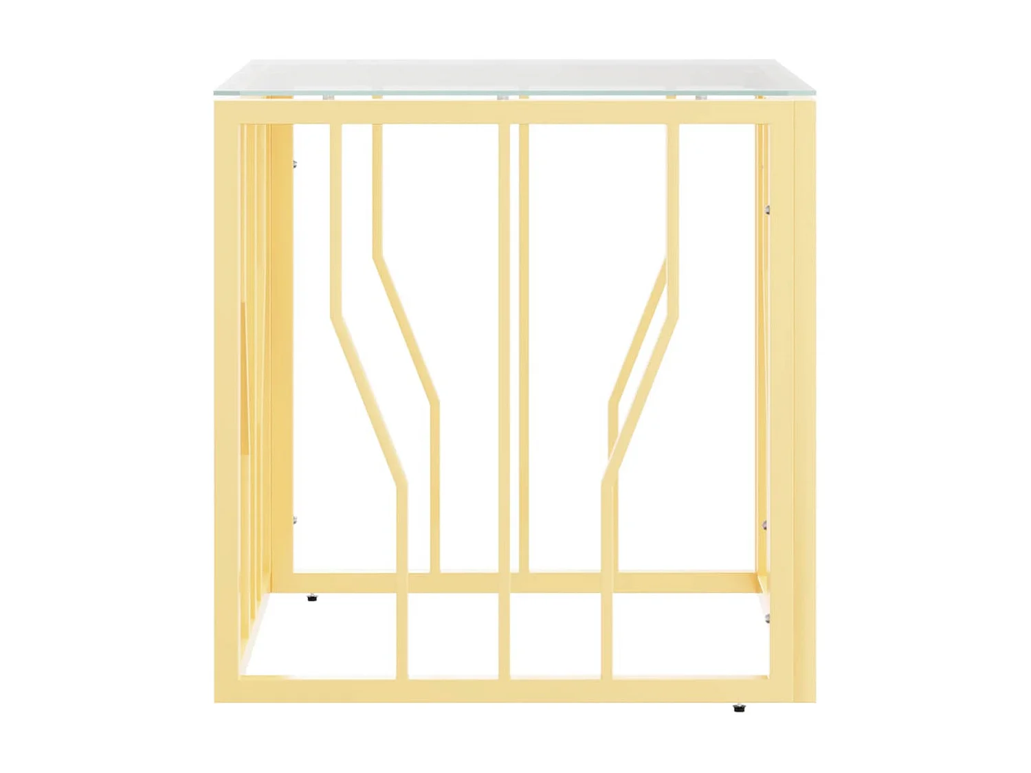 Table basse doré 50x50x50 acier inoxydable et verre