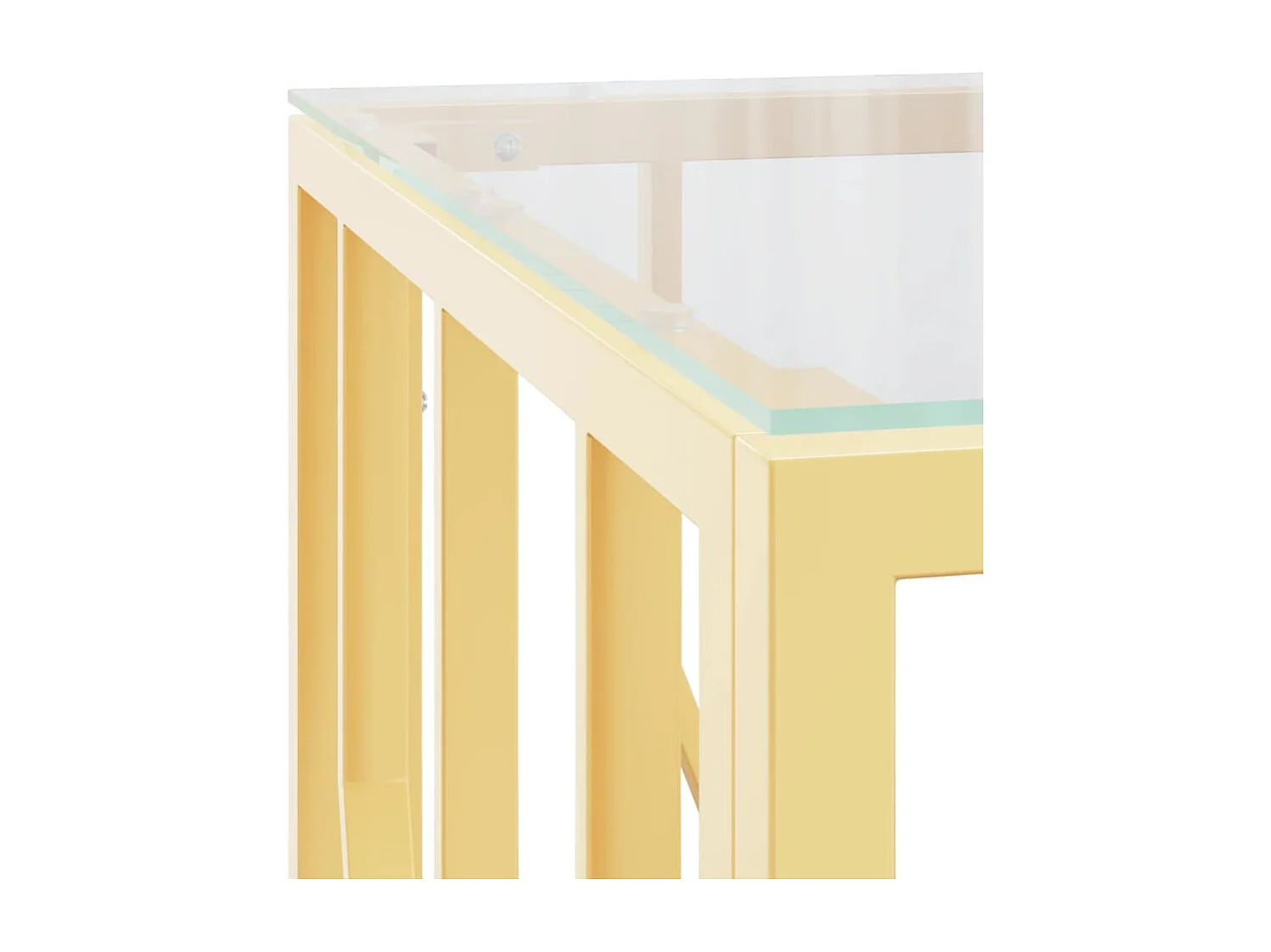 Table basse doré 50x50x50 acier inoxydable et verre