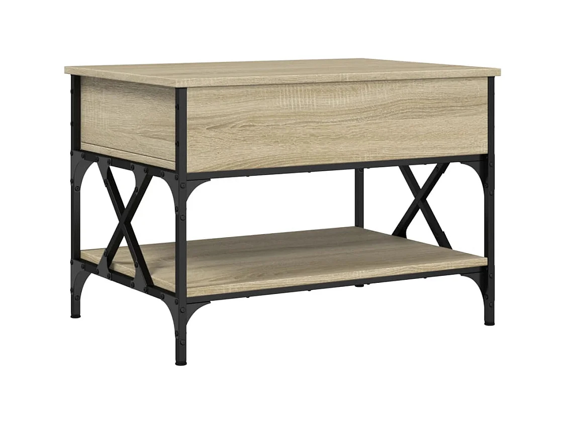 Table basse chêne sonoma 70x50x50 bois d'ingénierie et métal
