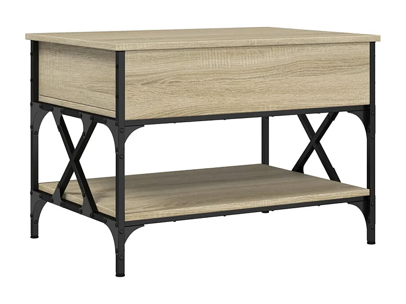 Table basse chêne sonoma 70x50x50 bois d'ingénierie et métal