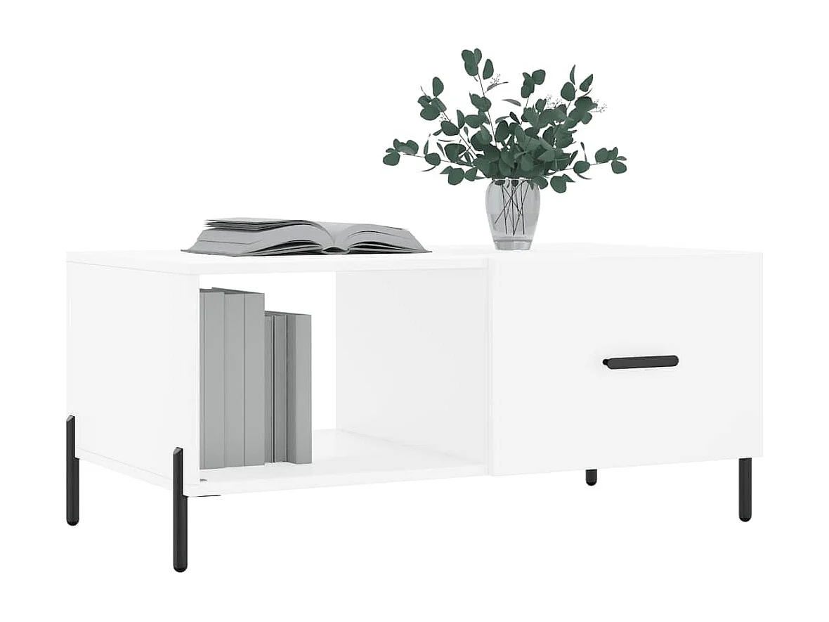 Table basse blanc 90x50x40 bois d'ingénierie