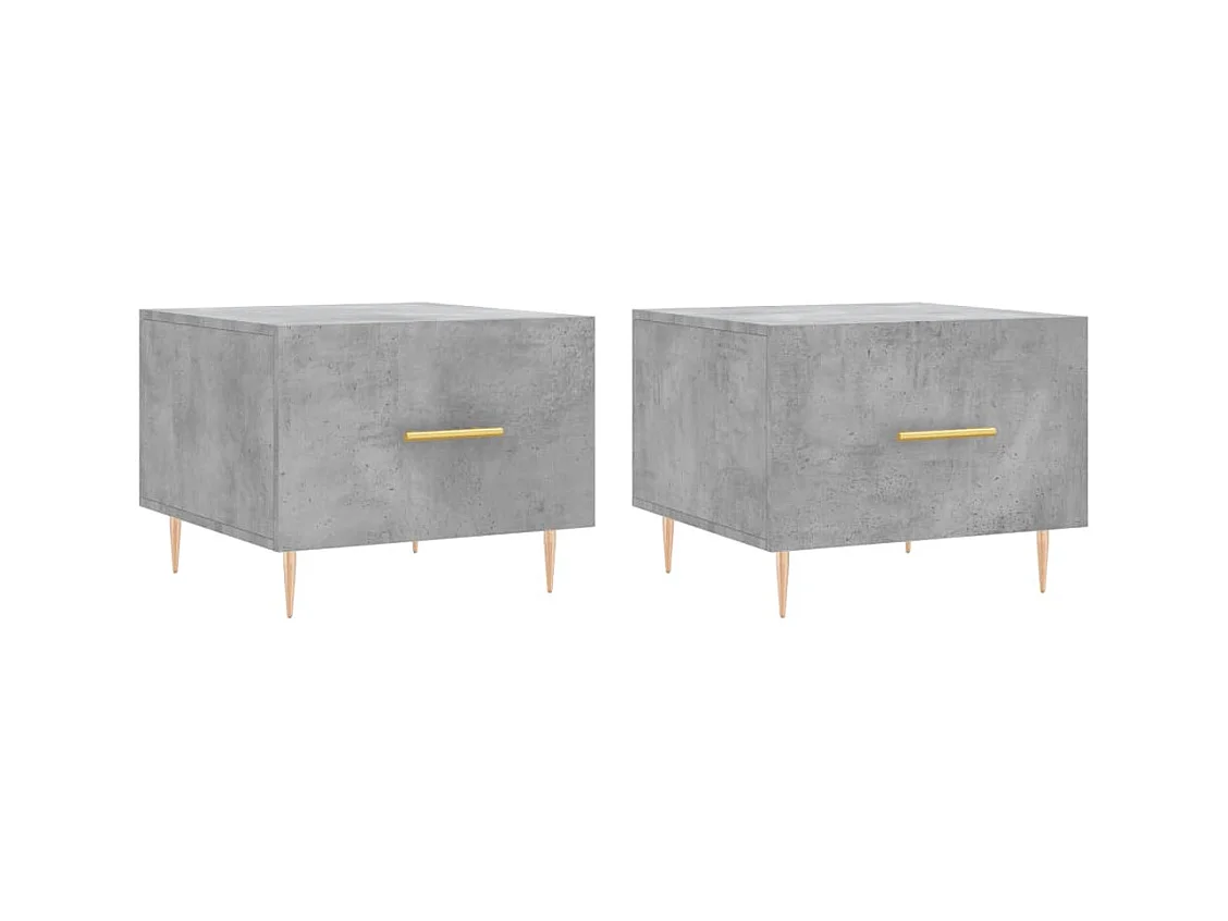 Tables basses 2 pcs gris béton 50x50x40 bois d'ingénierie