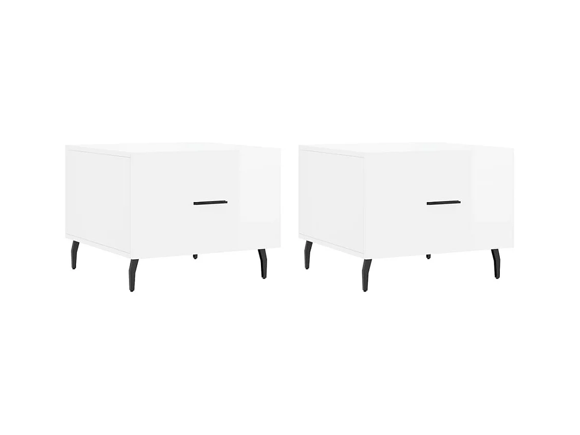 Tables basses 2 pcs blanc brillant 50x50x40 bois d'ingénierie