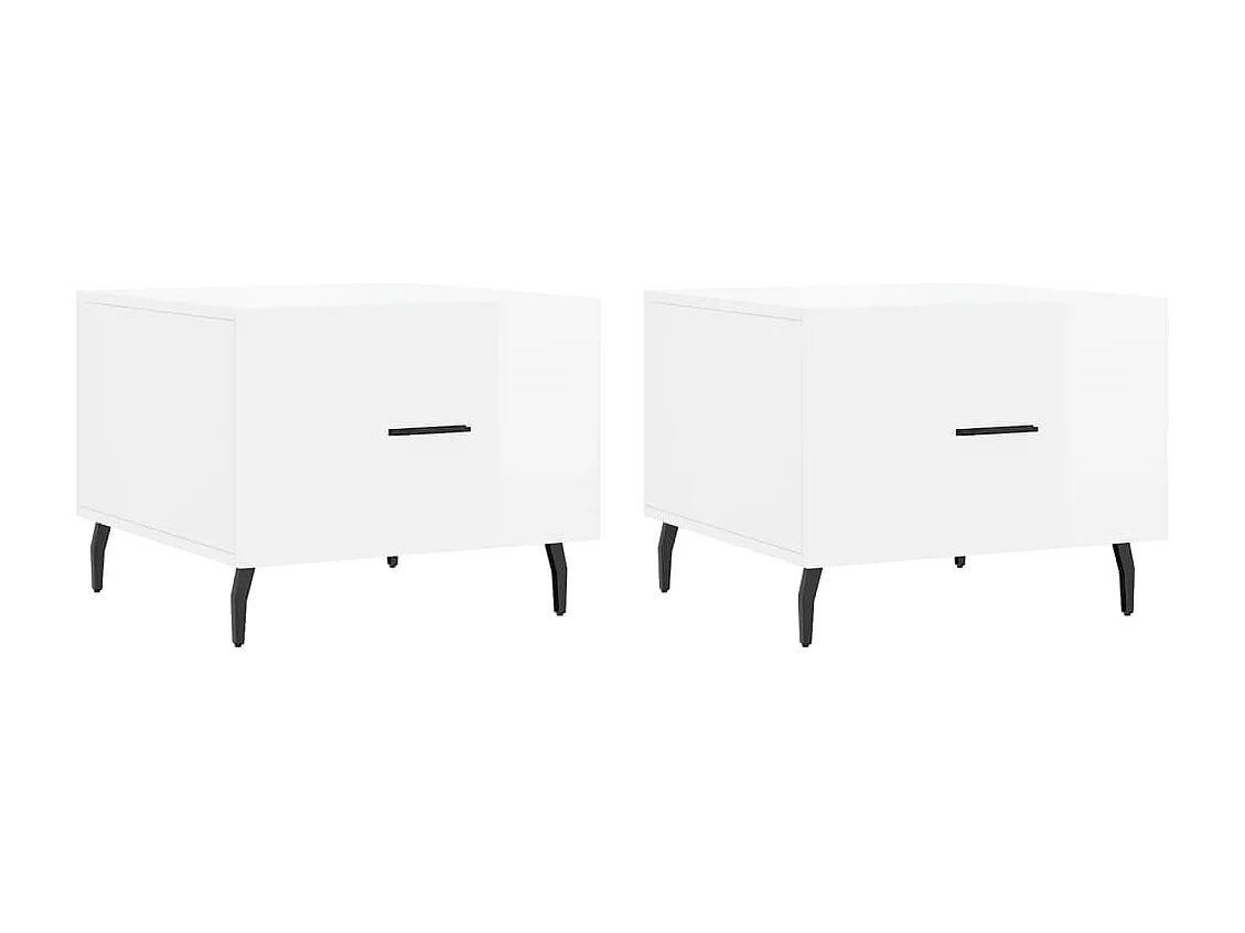 Tables basses 2 pcs blanc brillant 50x50x40 bois d'ingénierie