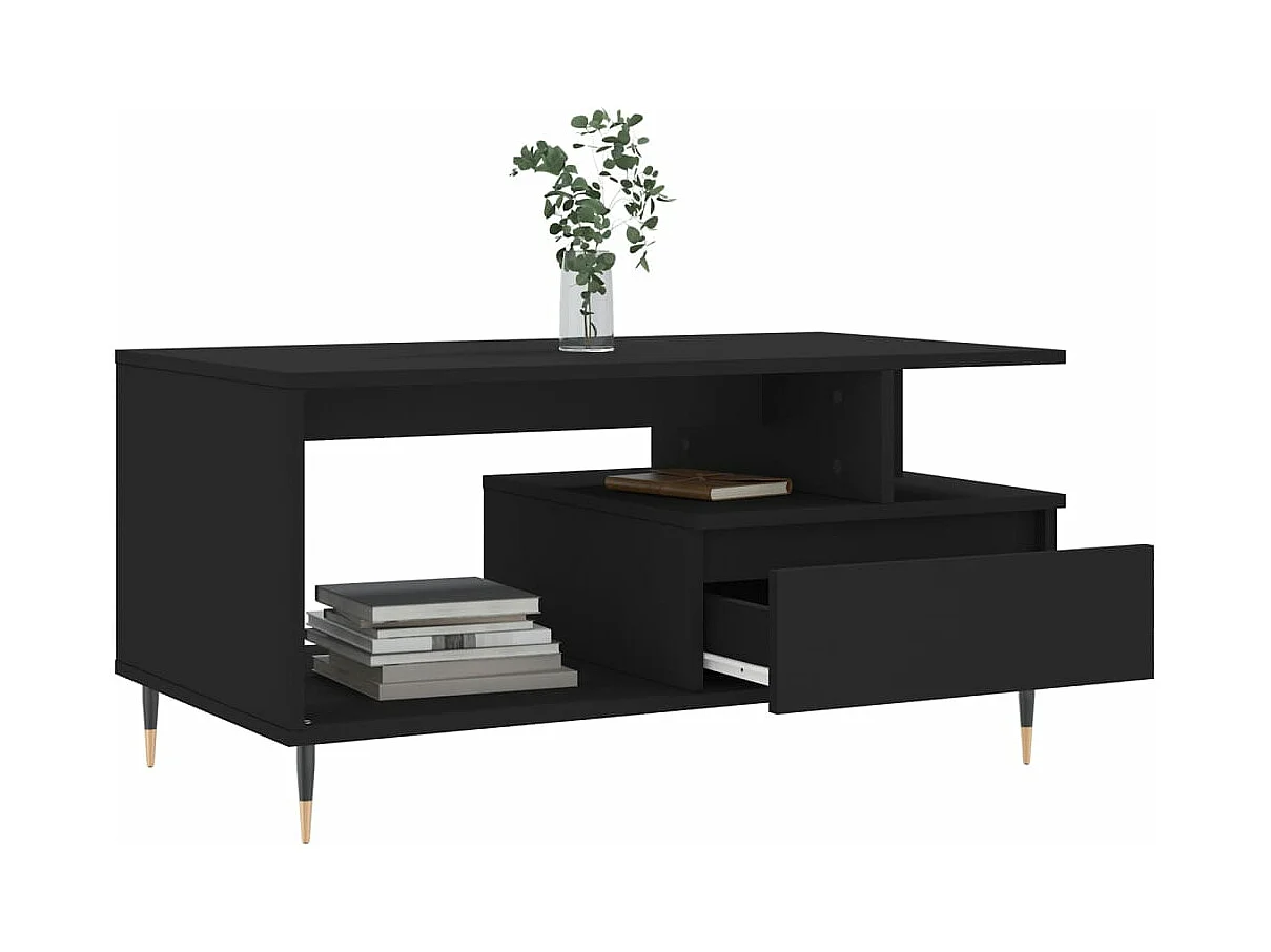 Table basse Noir 90x49x45 Bois d'ingénierie