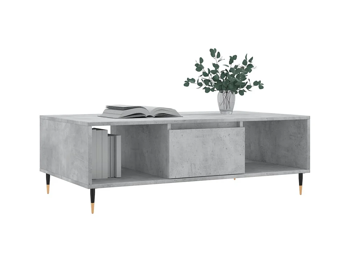 Table basse gris béton 104x60x35 bois d'ingénierie
