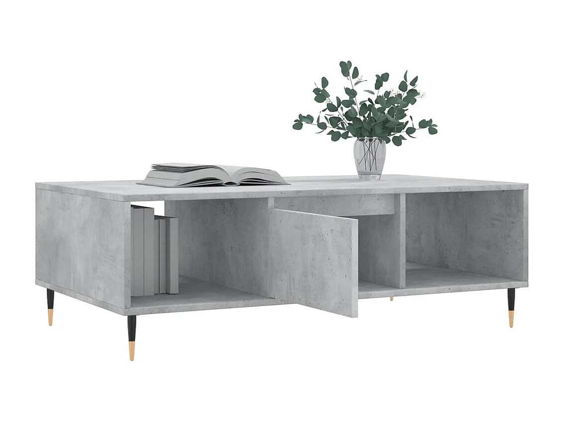 Table basse gris béton 104x60x35 bois d'ingénierie
