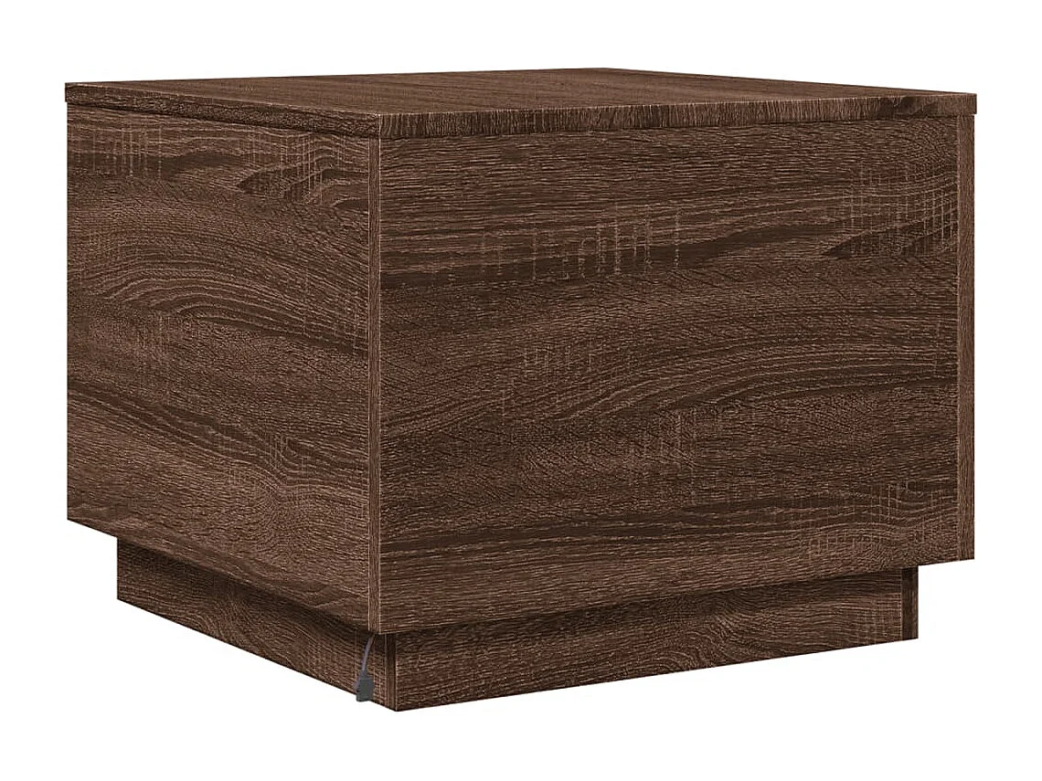 Table basse avec lumières LED chêne marron 50x50x40