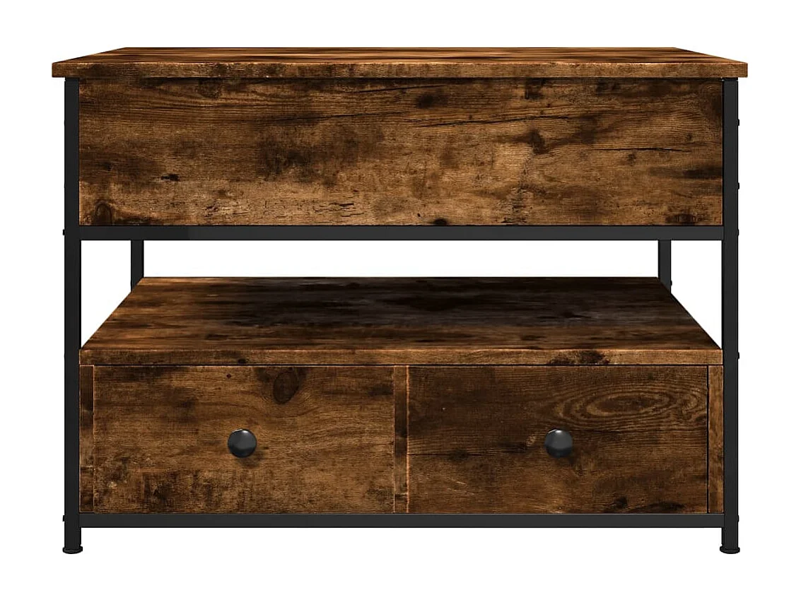 Table basse chêne fumé 70x50x50 bois d'ingénierie et métal