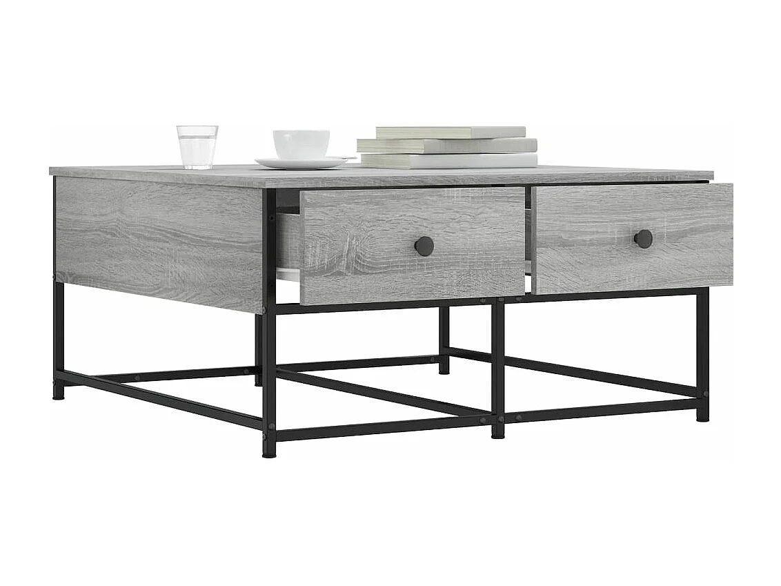 Table basse sonoma gris 80x80x40 bois d'ingénierie