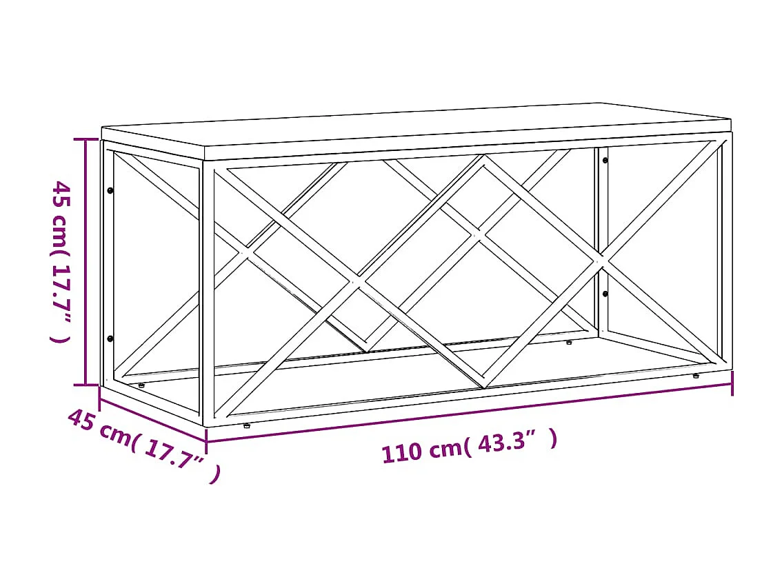 Table basse acier inoxydable et bois massif de récupération