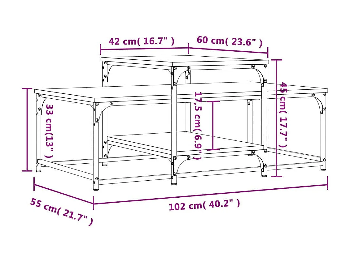 Table basse chêne fumé 102x60x45 bois d'ingénierie