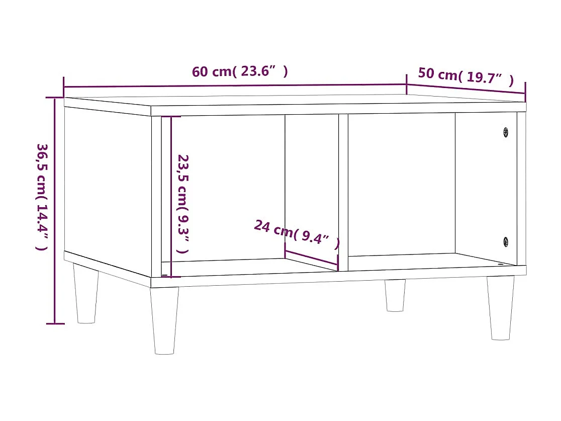 Table basse Gris béton 60x50x36,5 Bois d'ingénierie