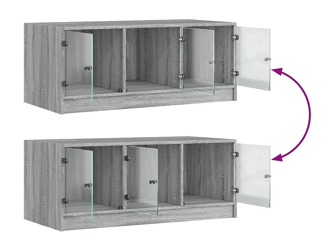 Table basse avec portes en verre sonoma gris 102x50x42
