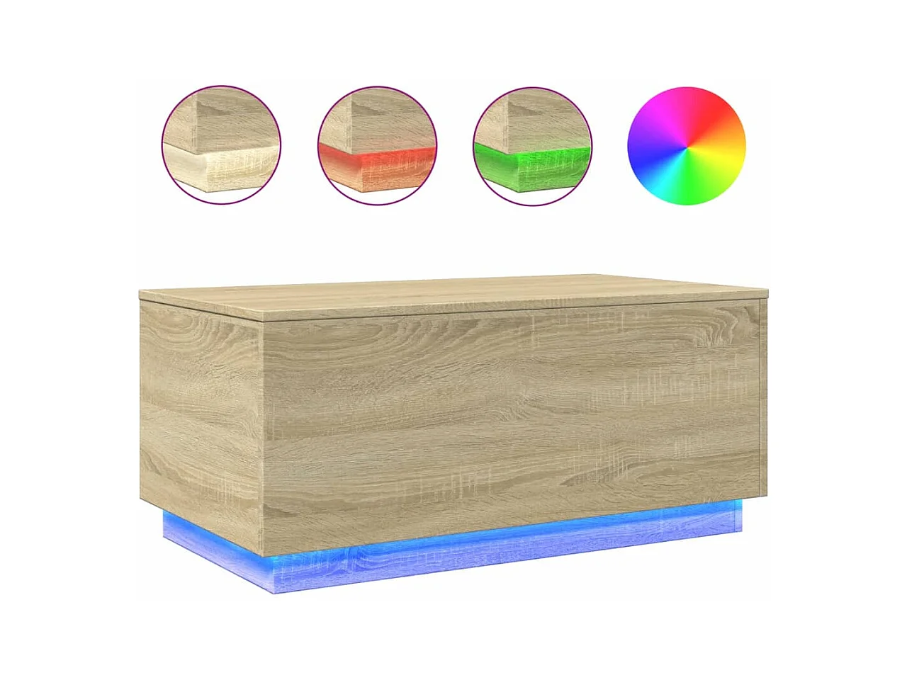 Table basse avec lumières LED chêne sonoma 90x50x40