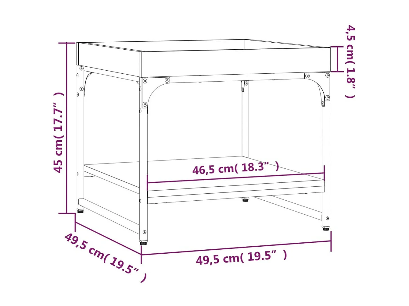 Table basse chêne fumé 49,5x49,5x45 bois d'ingénierie