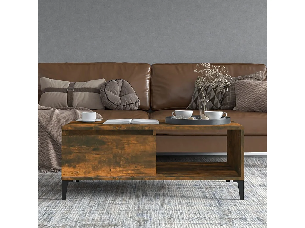 Table basse Chêne fumé 90x50x36,5 Bois d'ingénierie