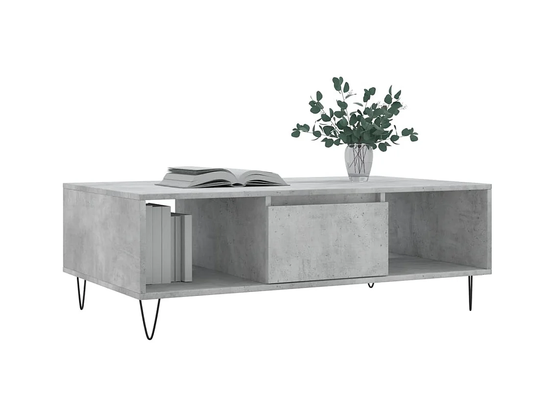 Table basse gris béton 104x60x35 bois d'ingénierie