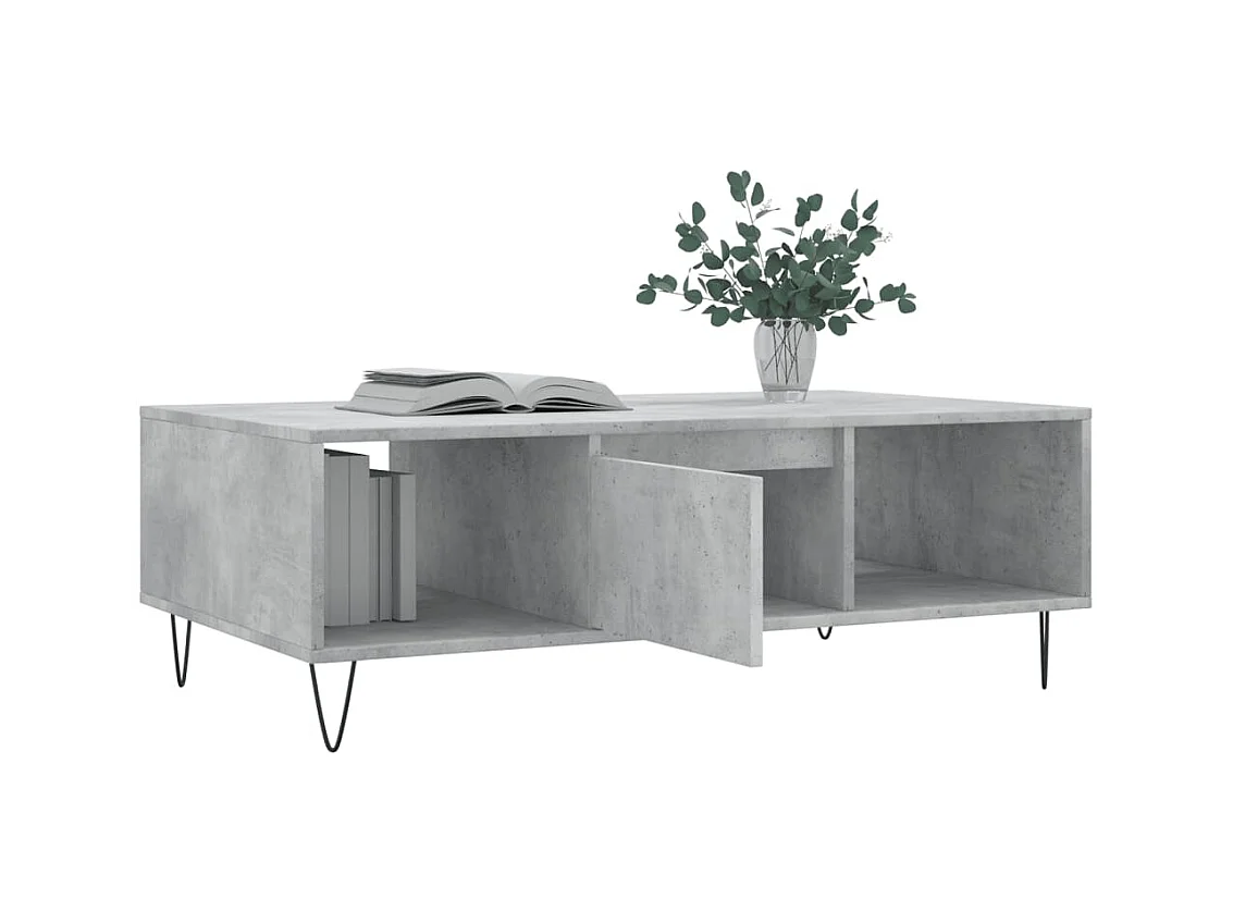Table basse gris béton 104x60x35 bois d'ingénierie