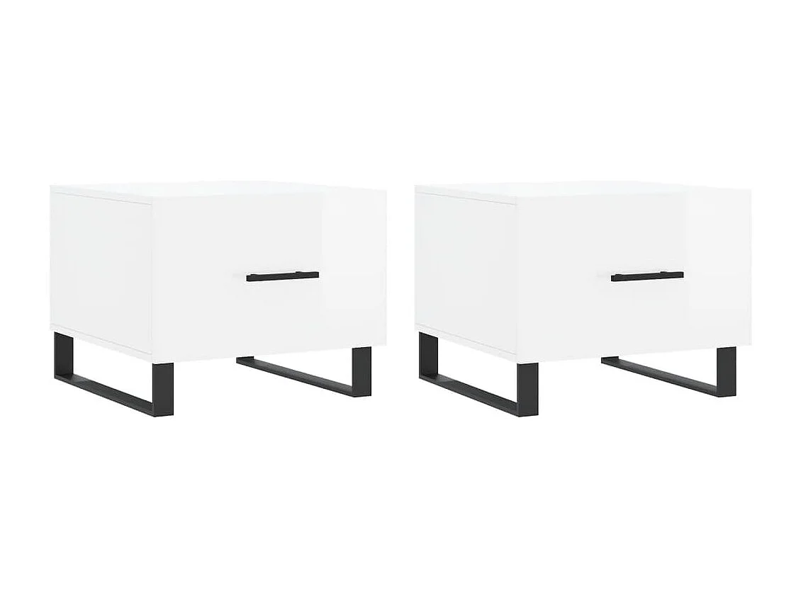 Tables basses 2 pcs blanc brillant 50x50x40 bois d'ingénierie