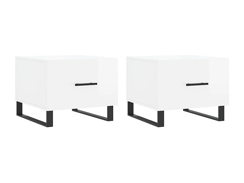 Tables basses 2 pcs blanc brillant 50x50x40 bois d'ingénierie