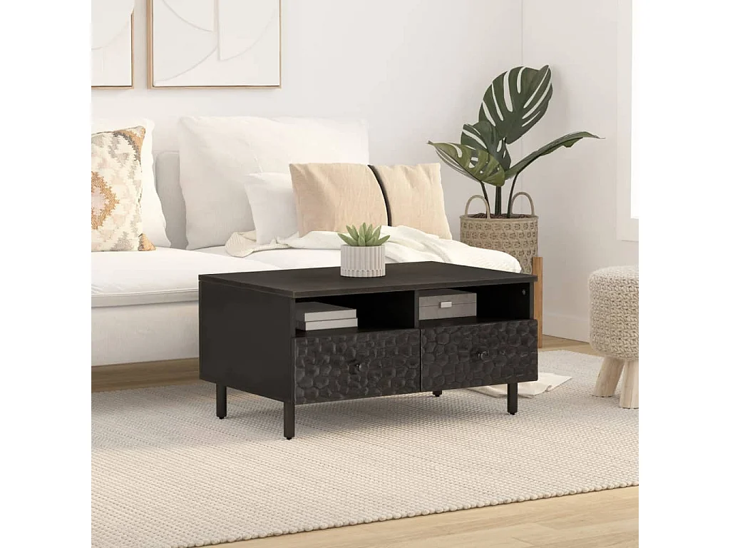 Table basse noir 80x54x40 bois massif de manguier