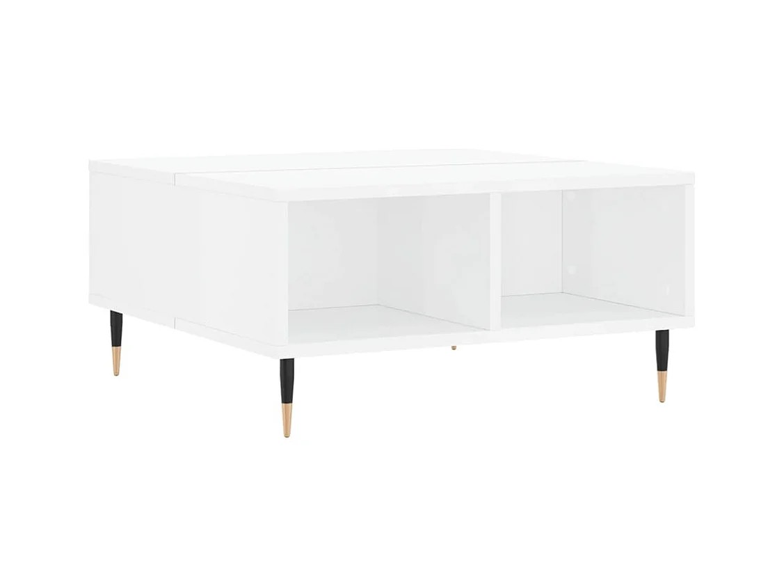 Table basse blanc brillant 60x60x30 bois d'ingénierie