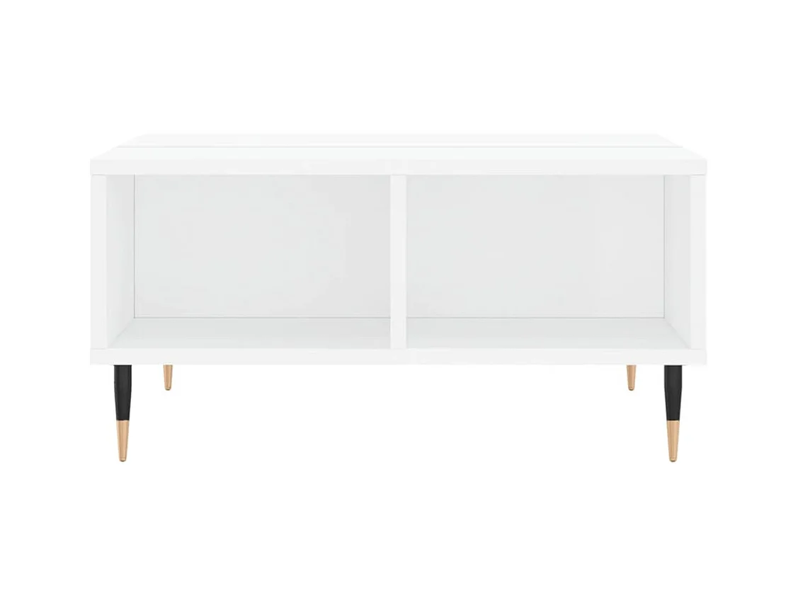 Table basse blanc brillant 60x60x30 bois d'ingénierie