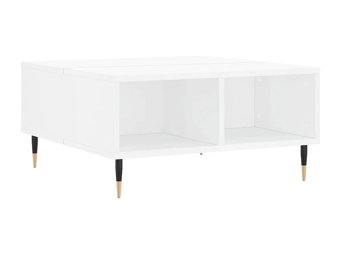 Table basse blanc brillant 60x60x30 bois d'ingénierie